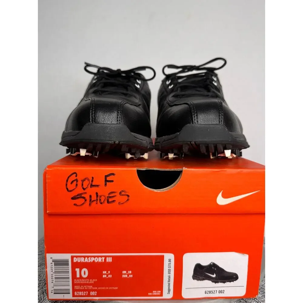 Nike Golf Durasport III Black Spiked Golf Shoes 2015 Size 10 Leather